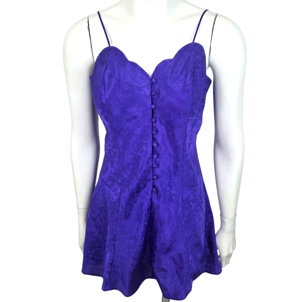 Vintage Victorias Secret Gold Label Purple Chemise Womens Small Nightie Slip